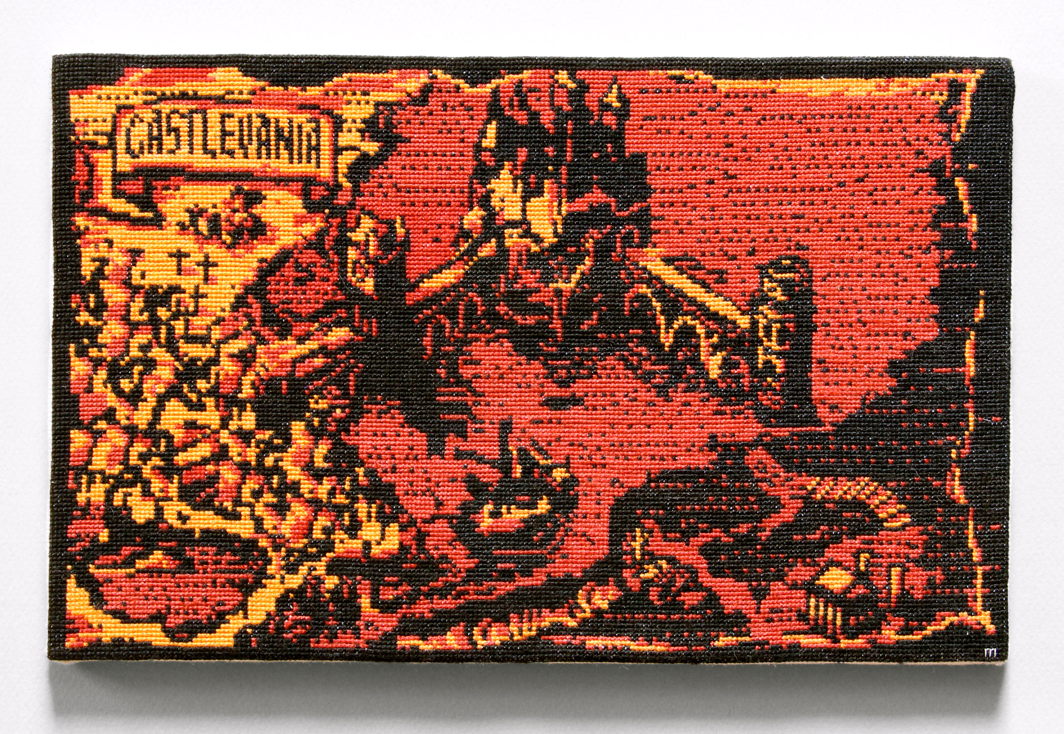  / Cross-stitch embroidery from *Castlevania III: Dracula’s Curse*, video game on NES. Art by artist Marine Beaufils.