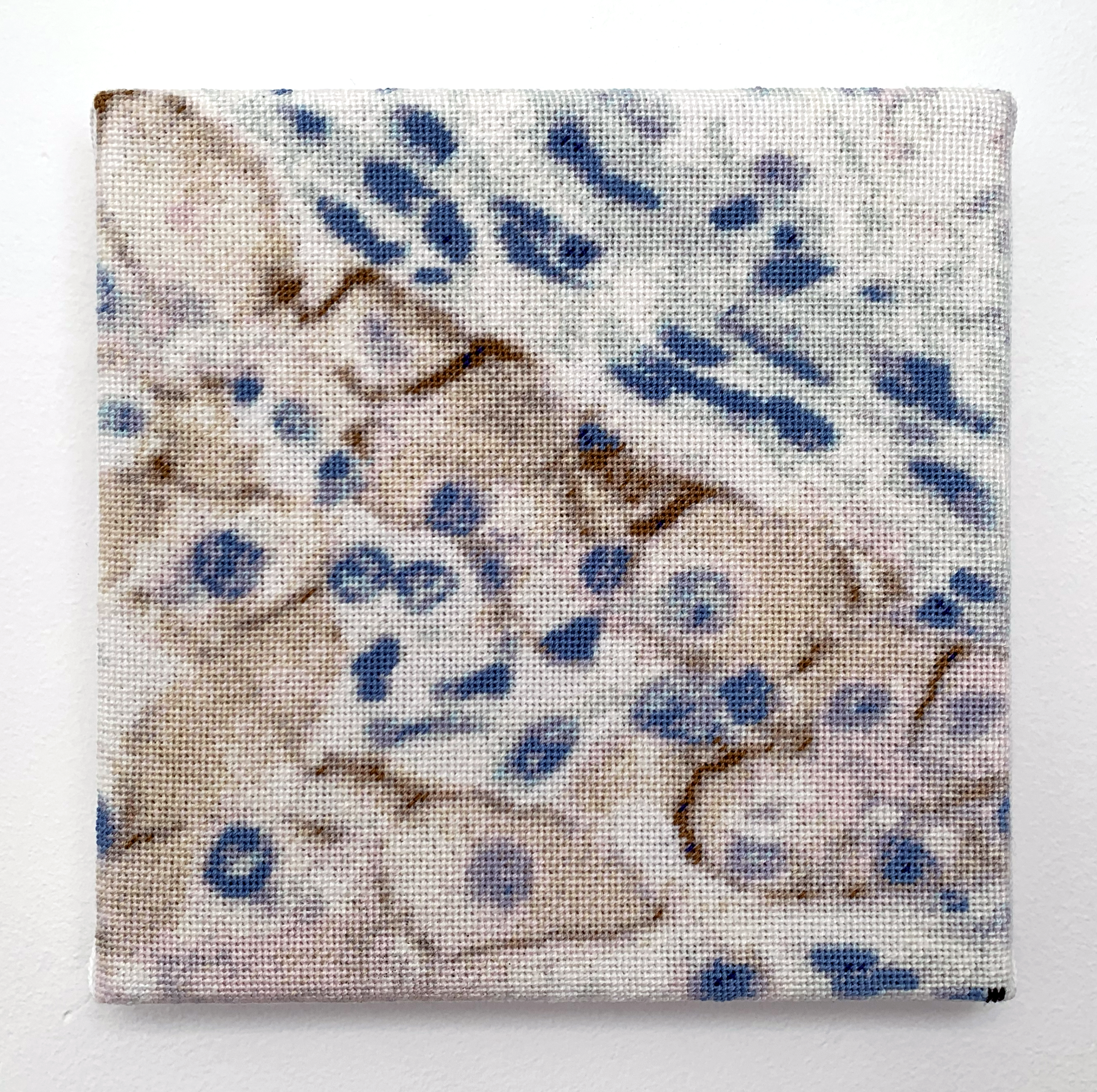  / Embroidered representation d’hépatocytes of Intermediate hepatocytes displaying EpCAM (epithelial cell adhesion molecule) in a liver biopsy from a patient with primary biliary cholangitis. Art by artist Marine Beaufils.