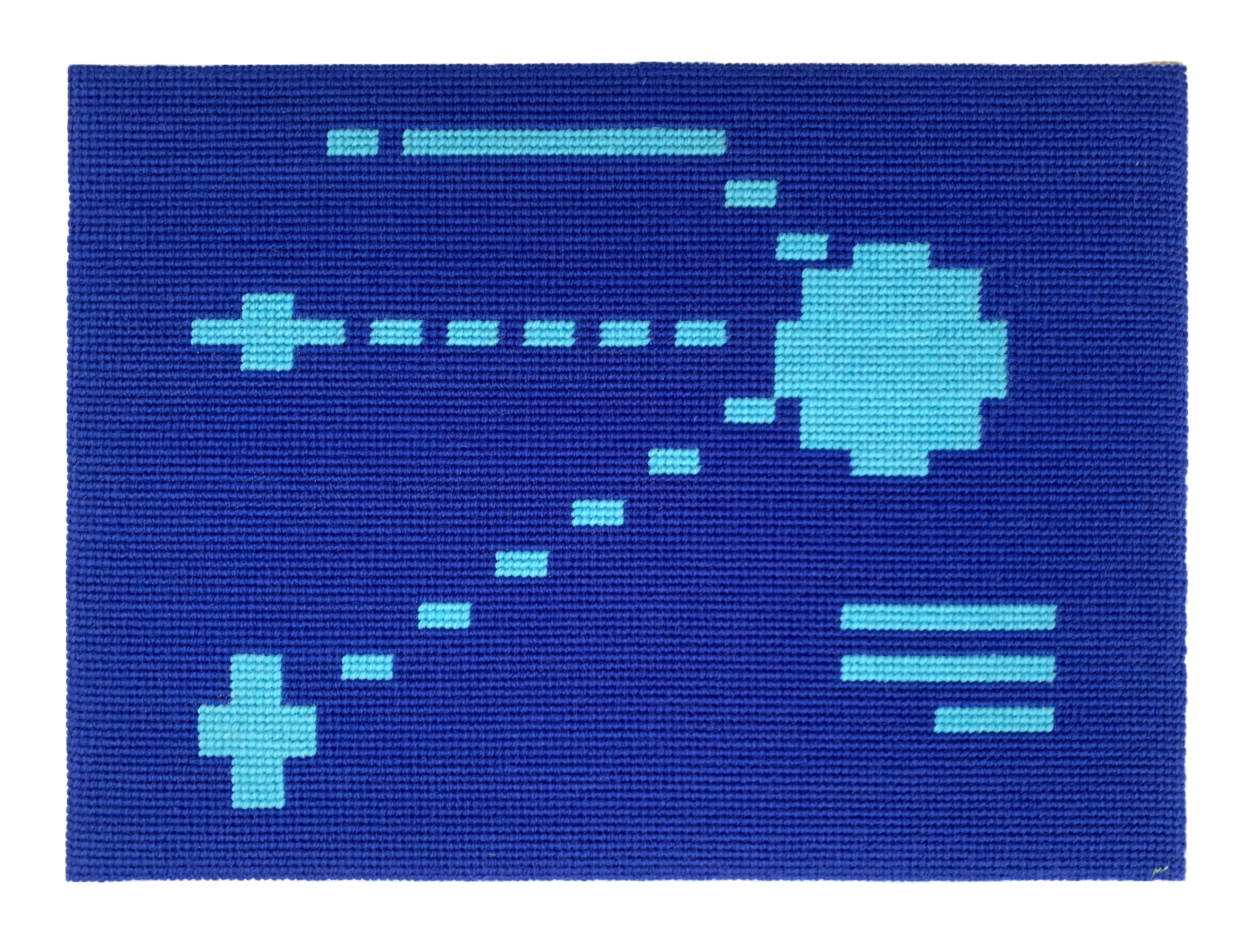  / Needlepoint of a poster in the telescope room from *Maniac Mansion*—video game conceived by Ron Gilbert and Gary Winnick—in its C64 version. Art by artist Marine Beaufils.