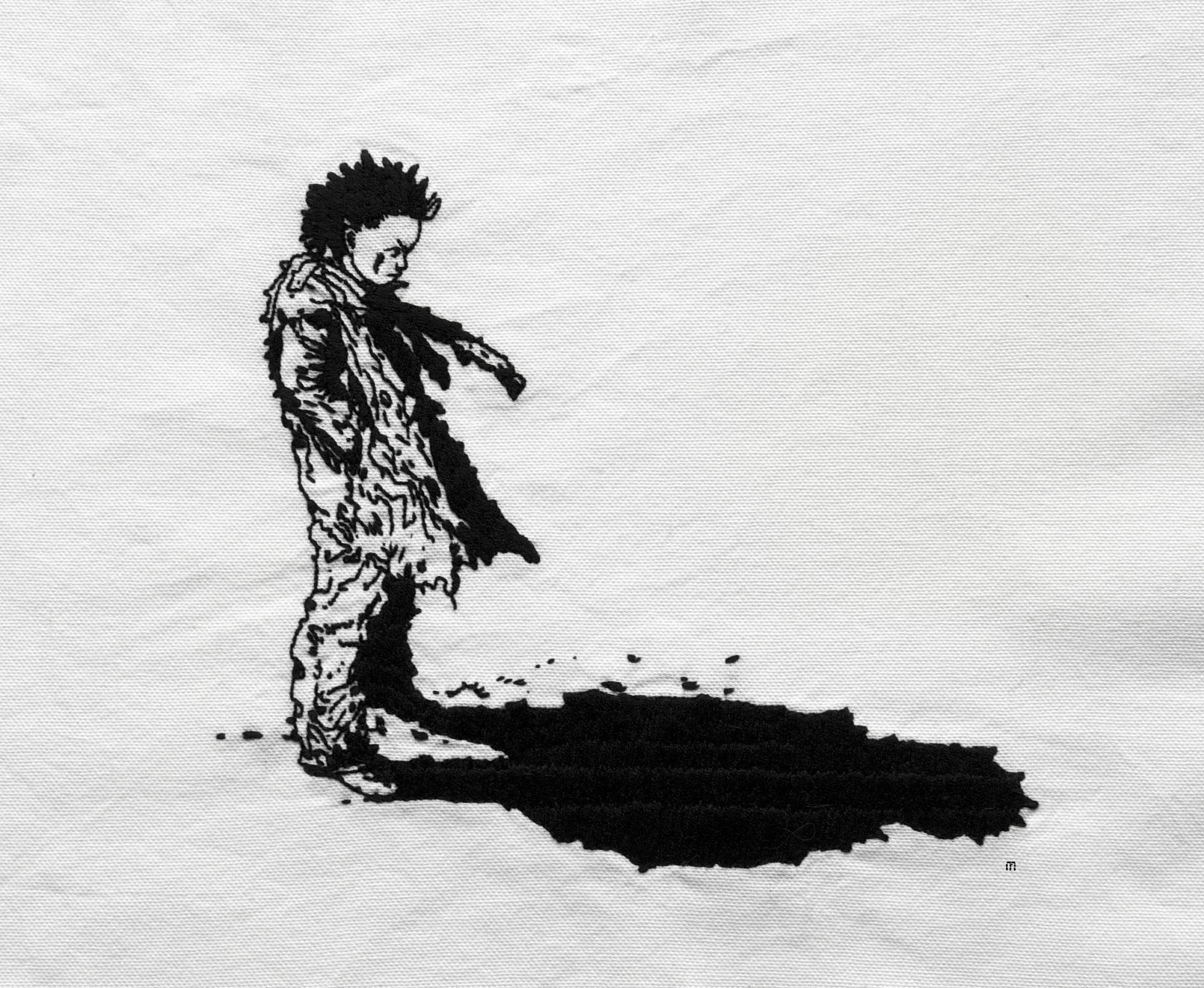  / Embroidery inspired by character Tetsuo shima, from Katsuhiro Ōtomo’s manga *Akira*. Art by artist Marine Beaufils.