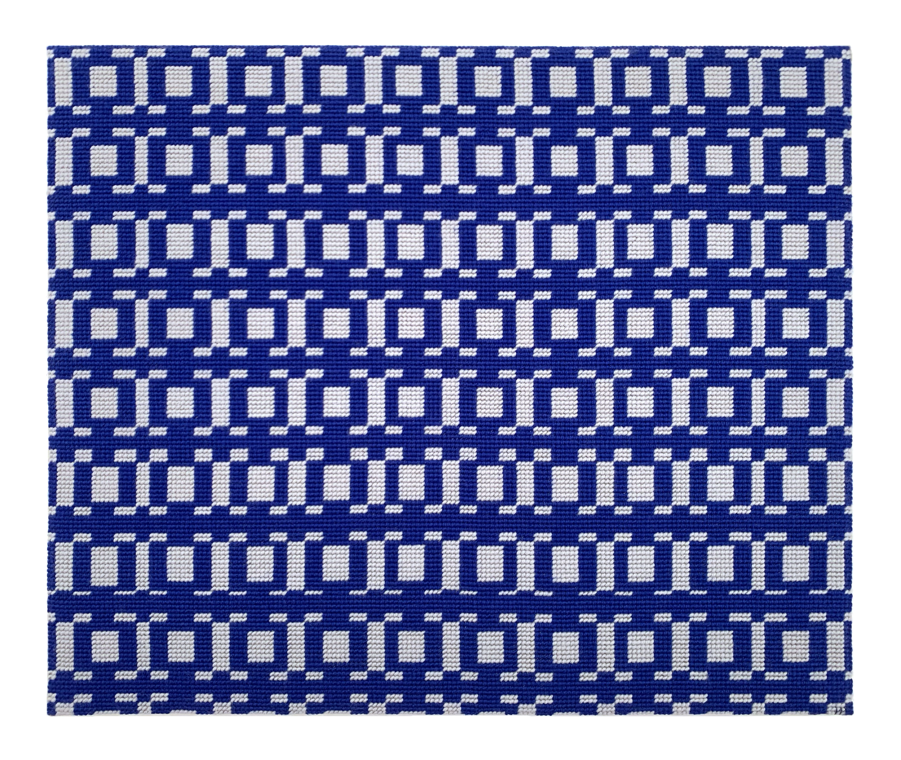  / Needlepoint of a wallpaper in one of the rooms of the mansion in *Maniac Mansion*—video game conceived by Ron Gilbert and Gary Winnick—in its C64 version. Art by artist Marine Beaufils.